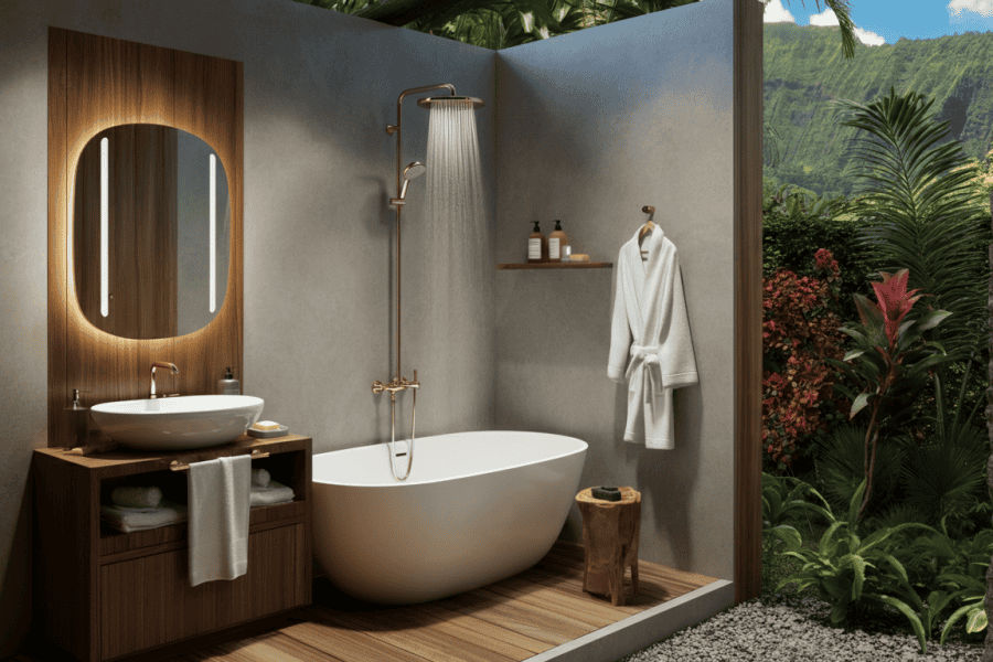 Salle de bain : Créer une douche esprit spa tropical
