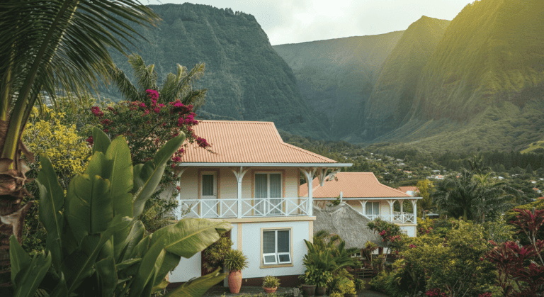 Villas tropicales face à montagnes verdoyantes