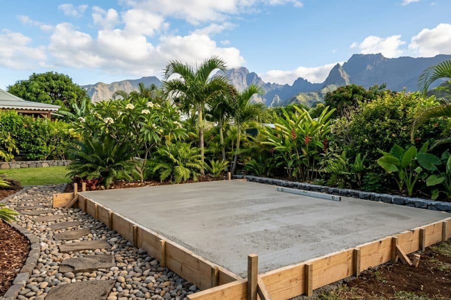 Couler une dalle de béton pour abri de jardin : épaisseur et ferraillage