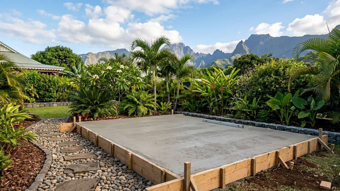 Couler une dalle de béton pour abri de jardin : épaisseur et ferraillage
